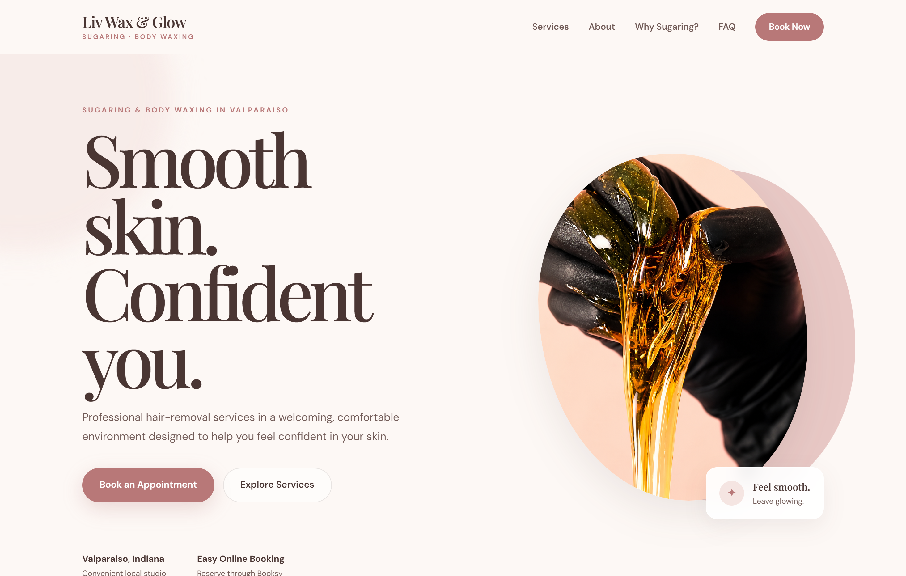 Liv Wax and Glow website designed by Region Web